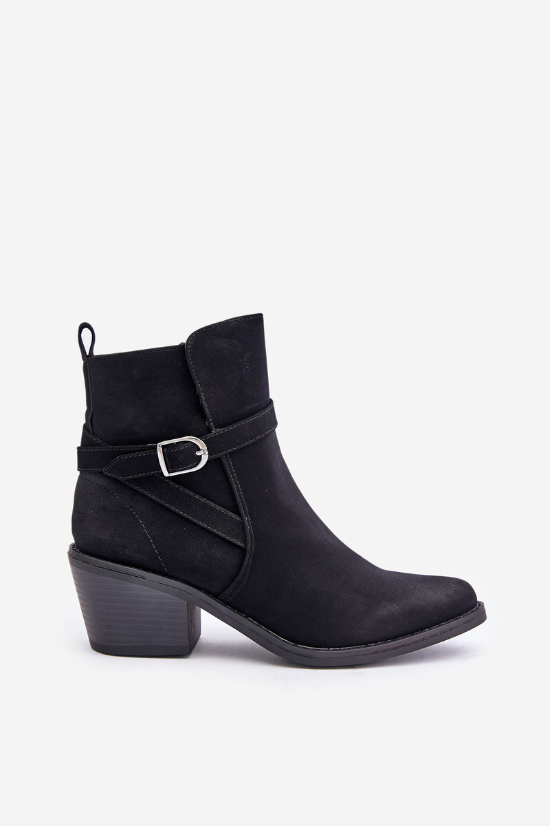 Cowgirl ankle boots with pointed noses, insulated with a zipper, black Glamer