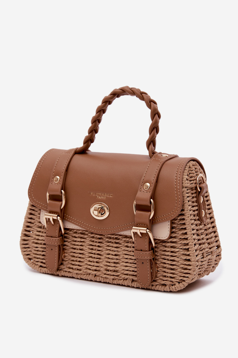 Flora&Co Malá hnedá taška s pleteným vzorom