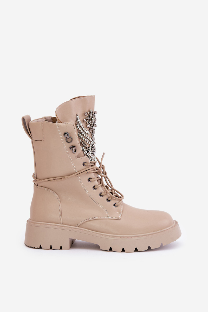 Eco leather ankle boots Workery with insulated D&A beige decoration