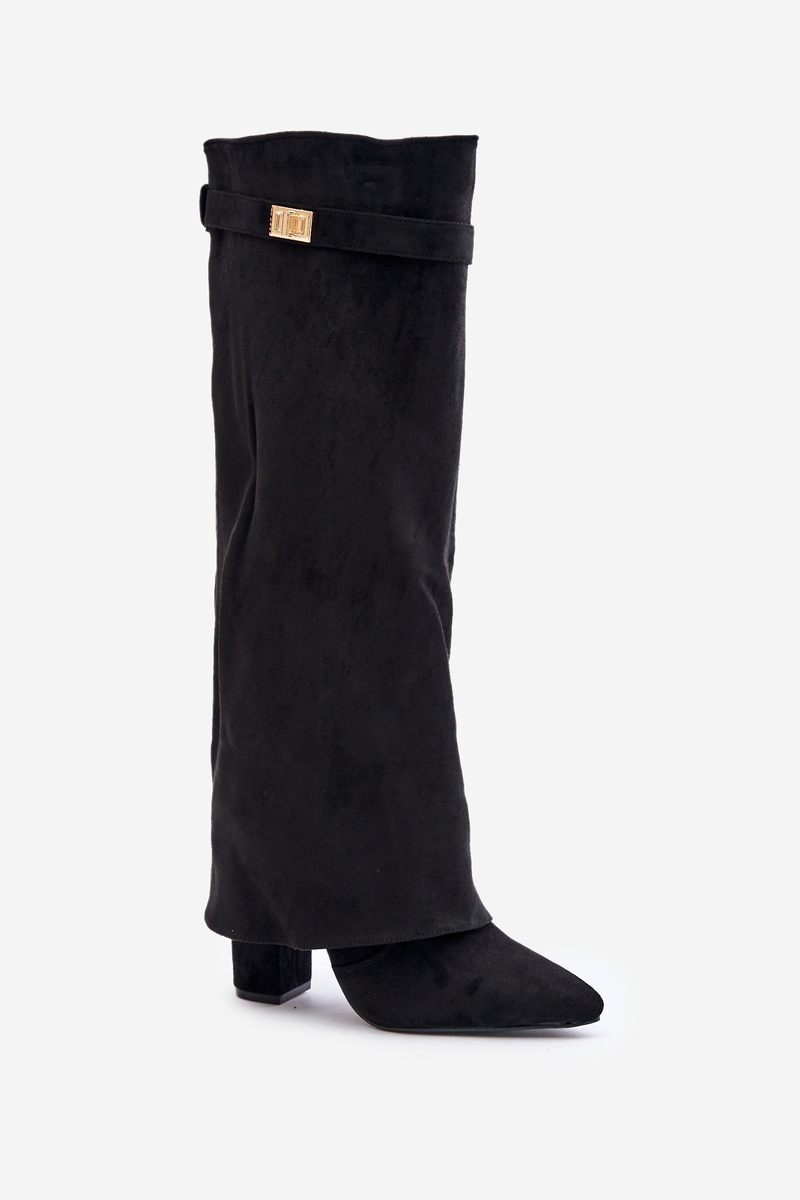 Heeled boots with a bent upper insulated black urelli
