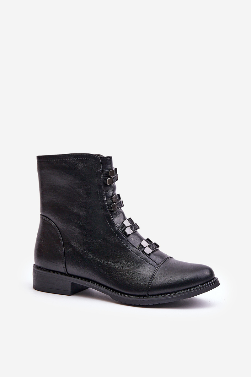 Insulated women's ankle boots with zip black Evalith