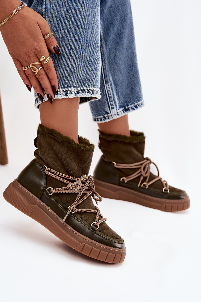 Dámske snehule s kožušinou a šnúrkami