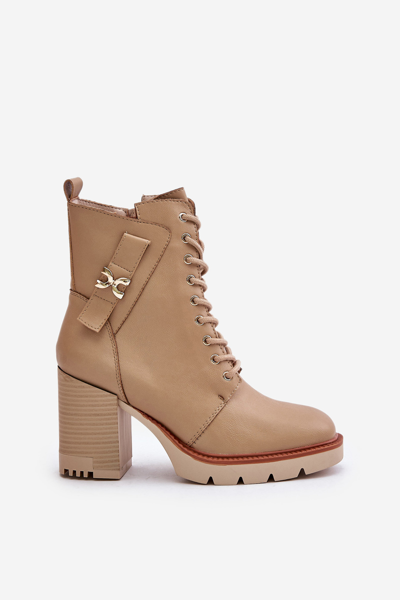 Insulated ankle boots with heels with gold details beige Ivarisse