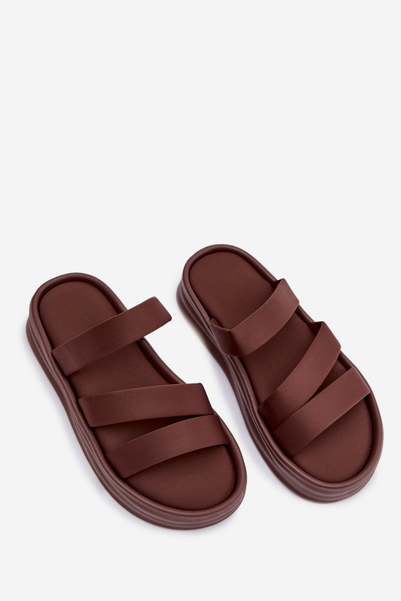 Dámske platformové sandále s remienkami čokoládové