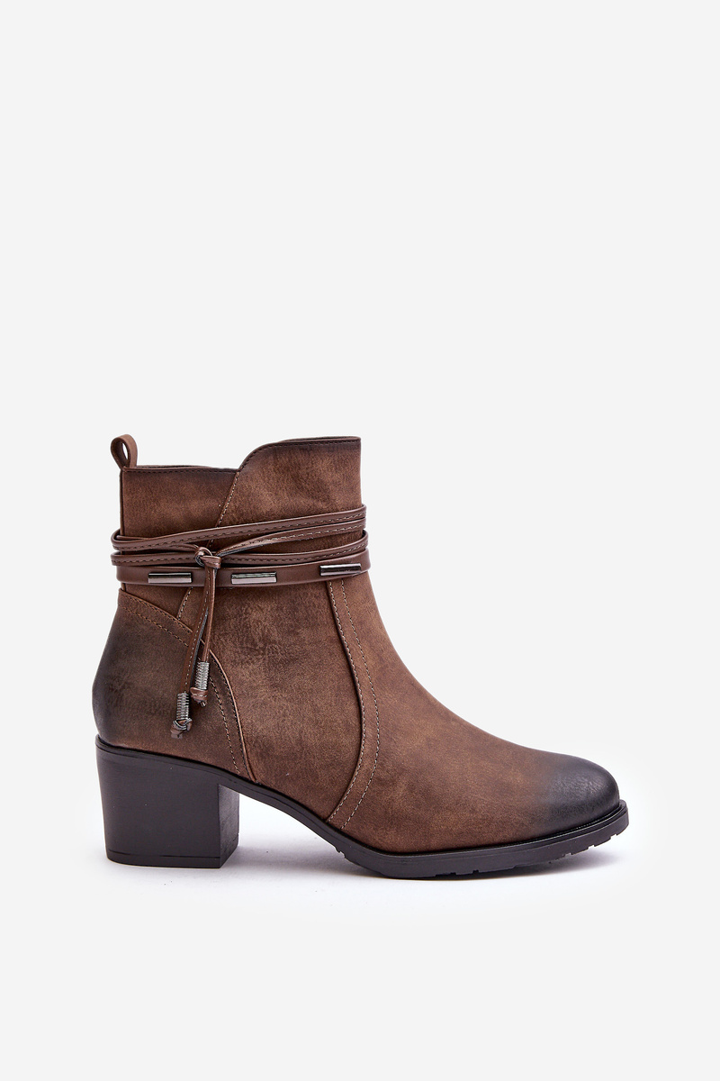 Women&#039;s ankle boots with heels insulated brown Lobina