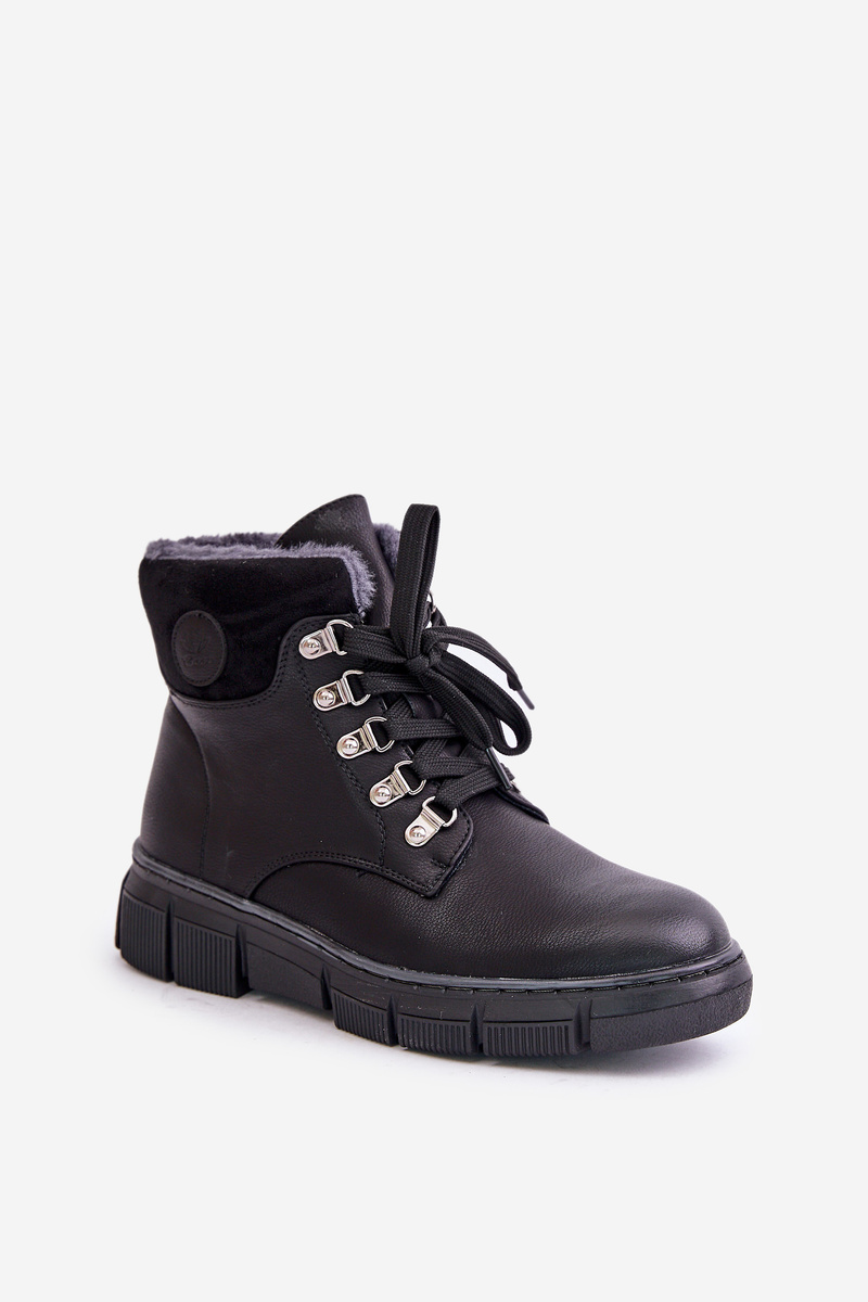 Women's insulated ankle boots with zip trapperky black Mevanisa