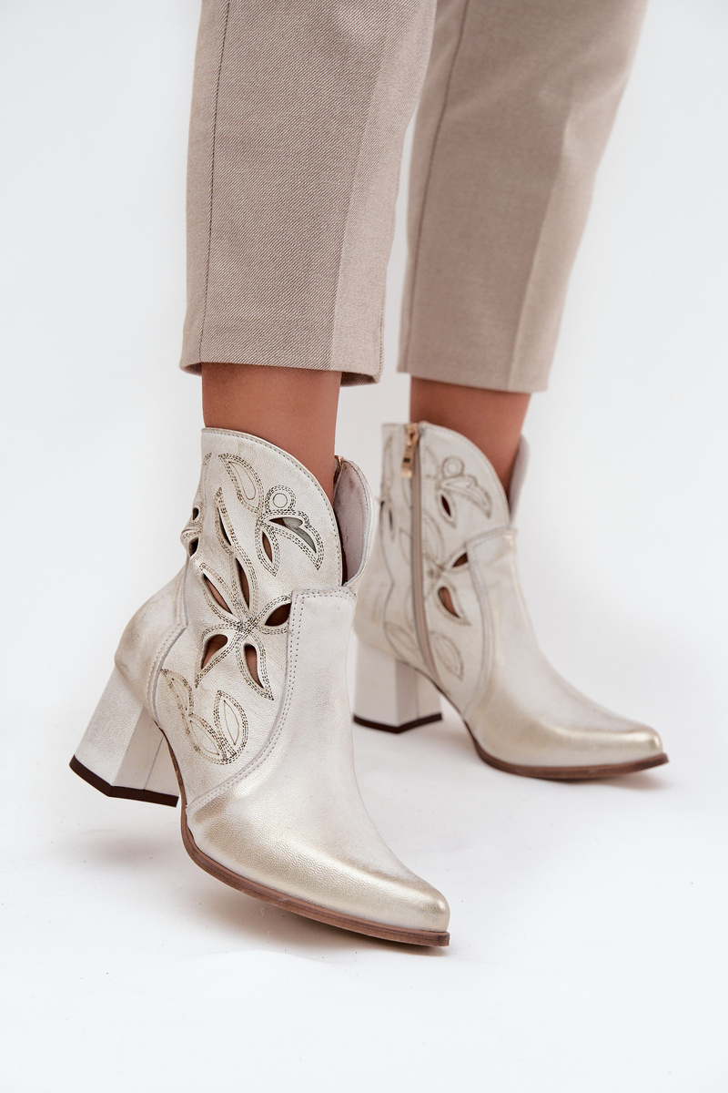 Kožené Dierované Dámske Čižmy Na Opätku Zazoo