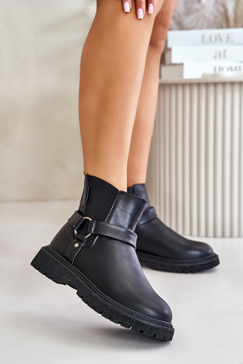 Insulated Ankle Boots With Zip Big Star Black