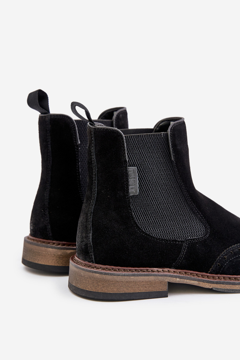 Suede Men&#039;s Ankle Boots Chelsea Big Star Black