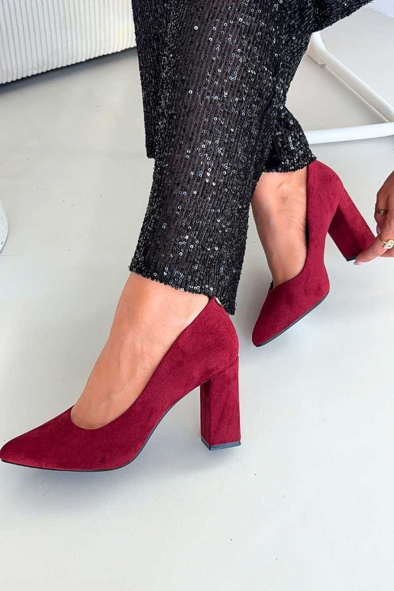 Велурени обувки на висок ток