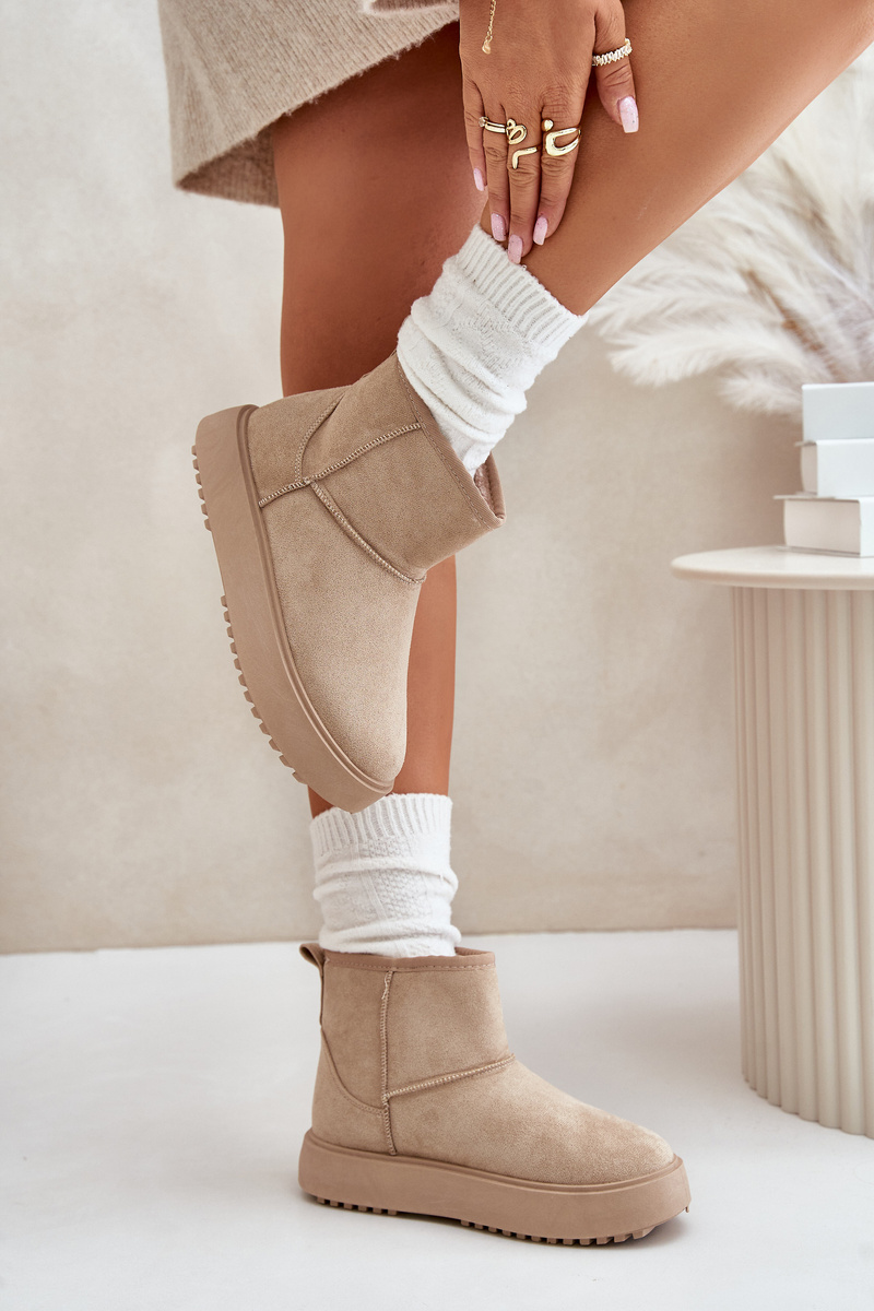 Women's platform snow boots made of eco suede beige Atteria