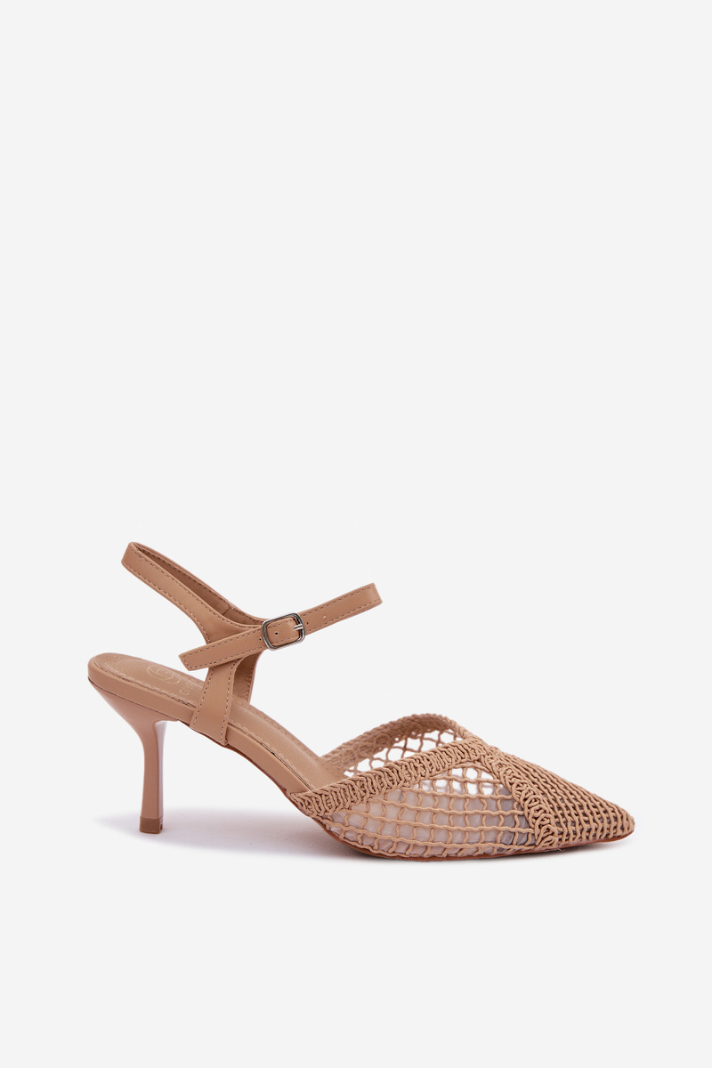 Boto Idira Light Brown Mesh Sandále na podpätku
