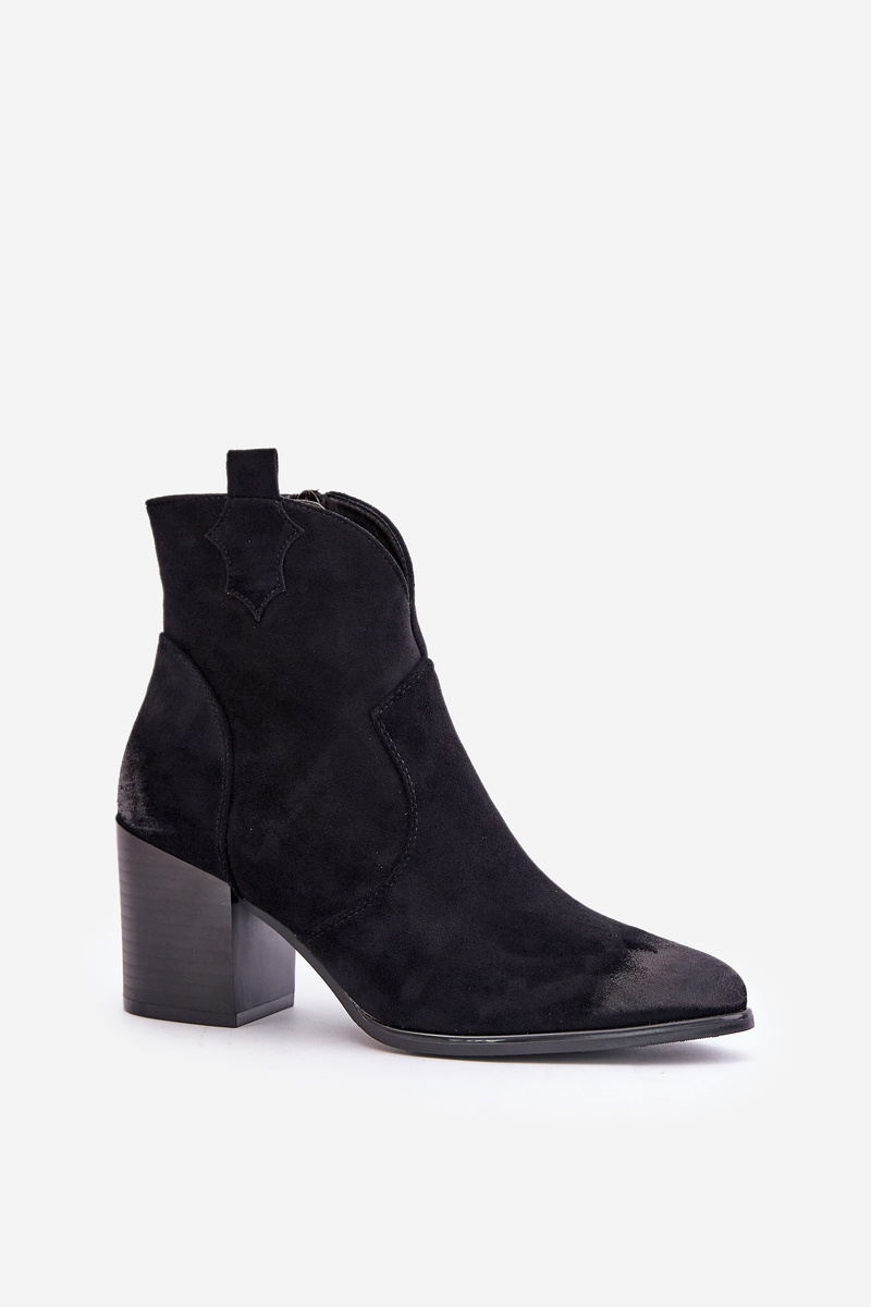 Cowboy boots on a heel insulated from eco suede Vinceza black