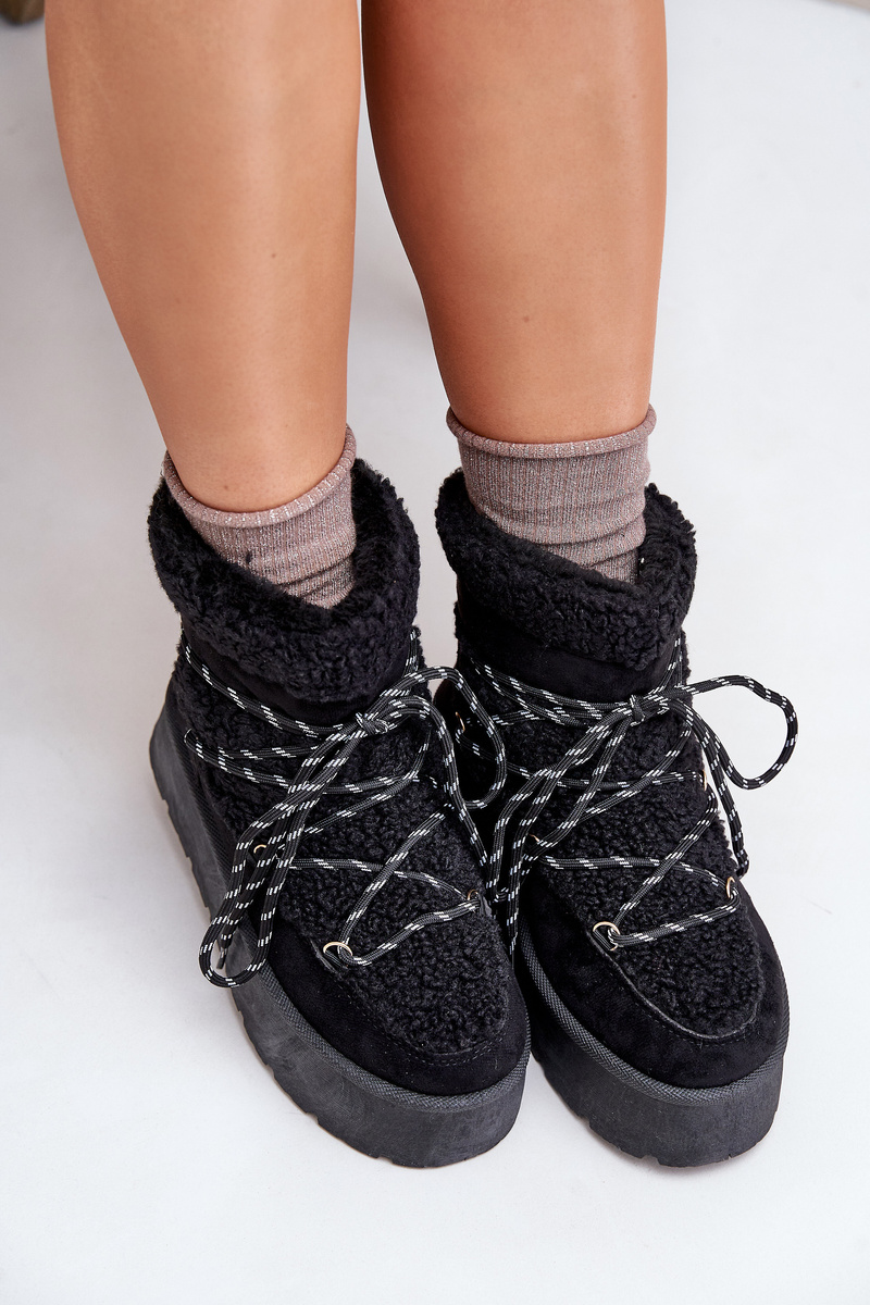 Platform snow boots with bindings black Izathiel