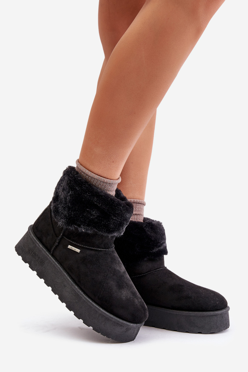 Platform Snow Boots with Fur Big Star Black