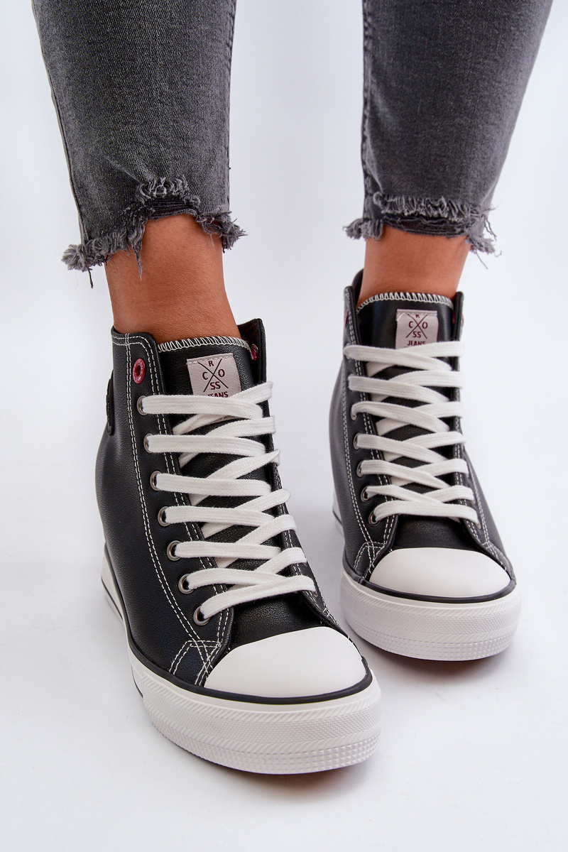 Women's Wedge Sneakers Cross Jeans Black