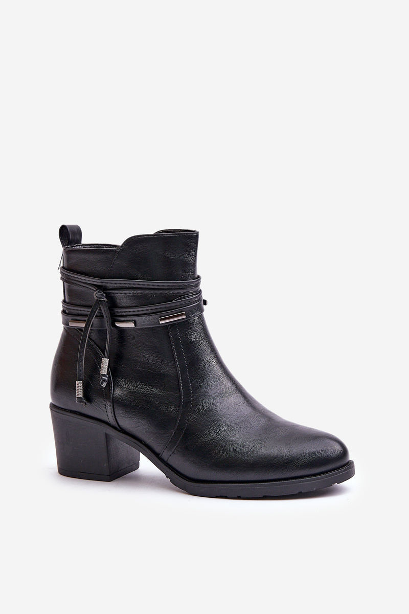 Women's ankle boots with heel insulated black Lobina