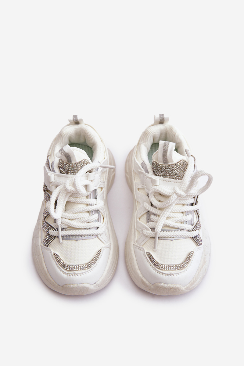 Children's sneakers with crystals white Rianalla