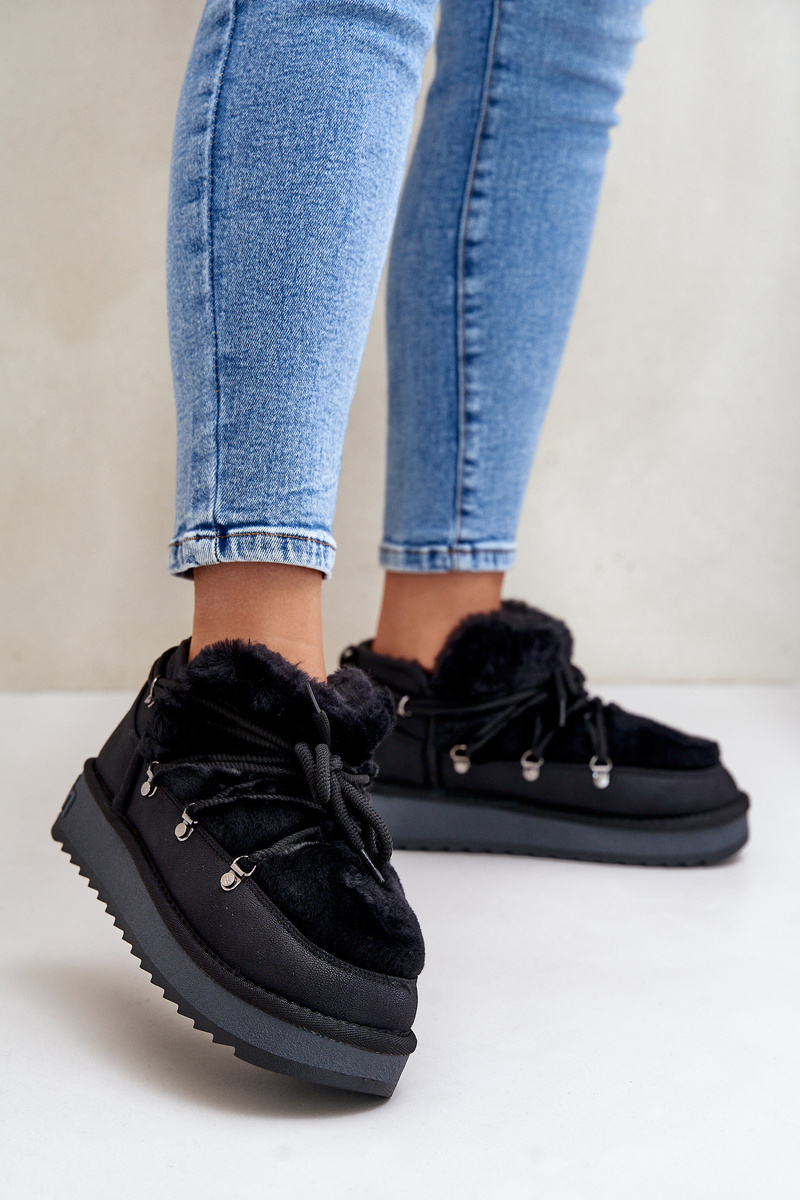 Low platform snow boots with fur D.Franklin DFSH370011 black