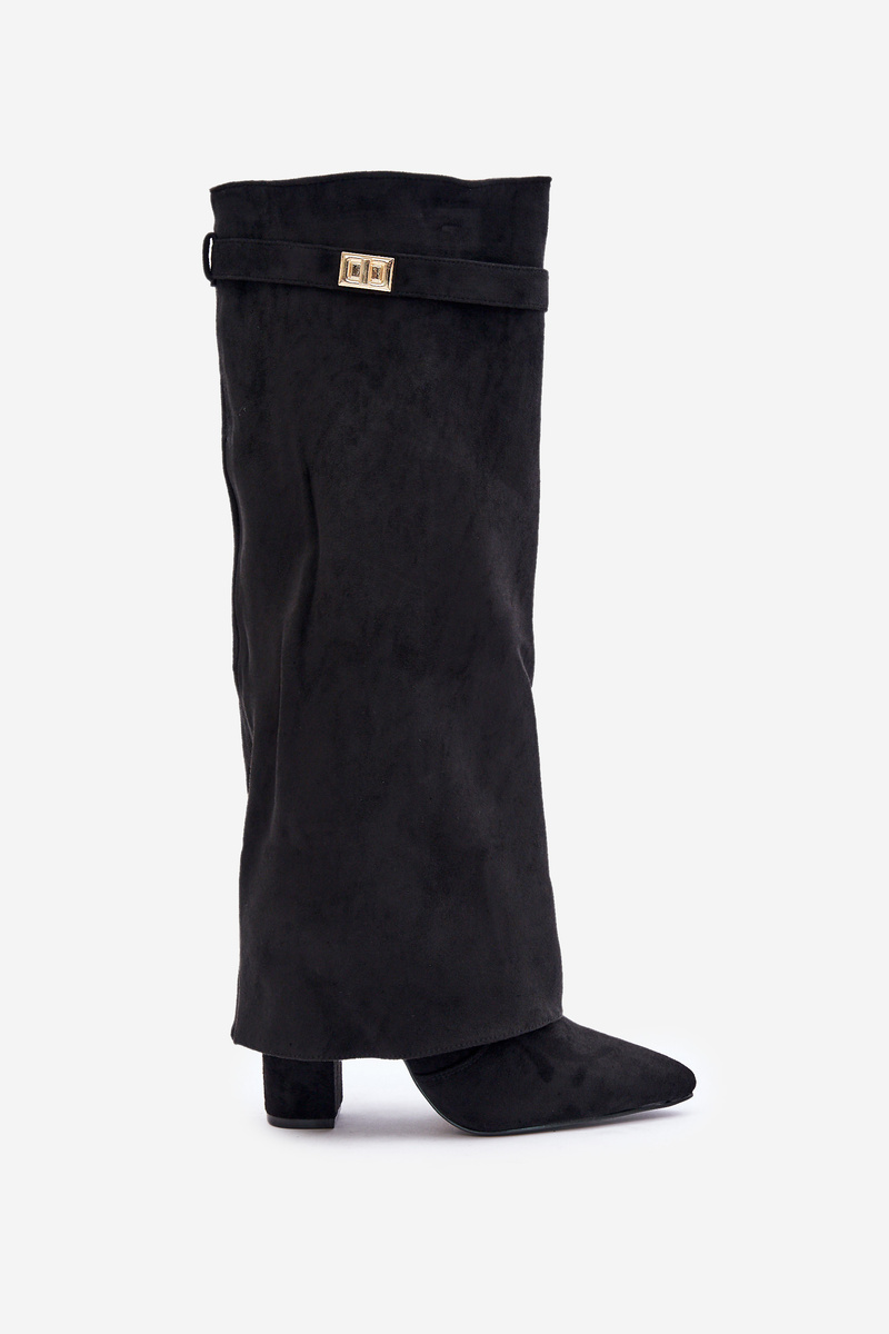 Heeled boots with a bent upper insulated black urelli
