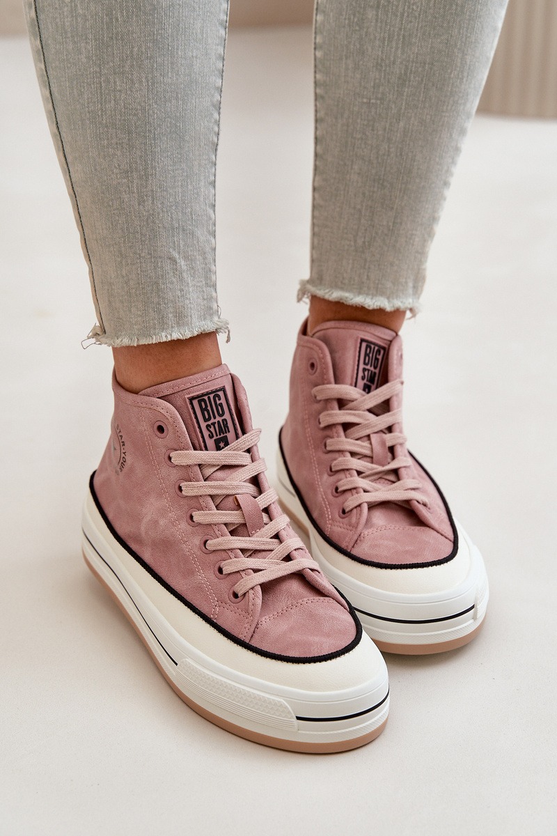 Insulated women's sneakers on the eco leather platform Big Star pink