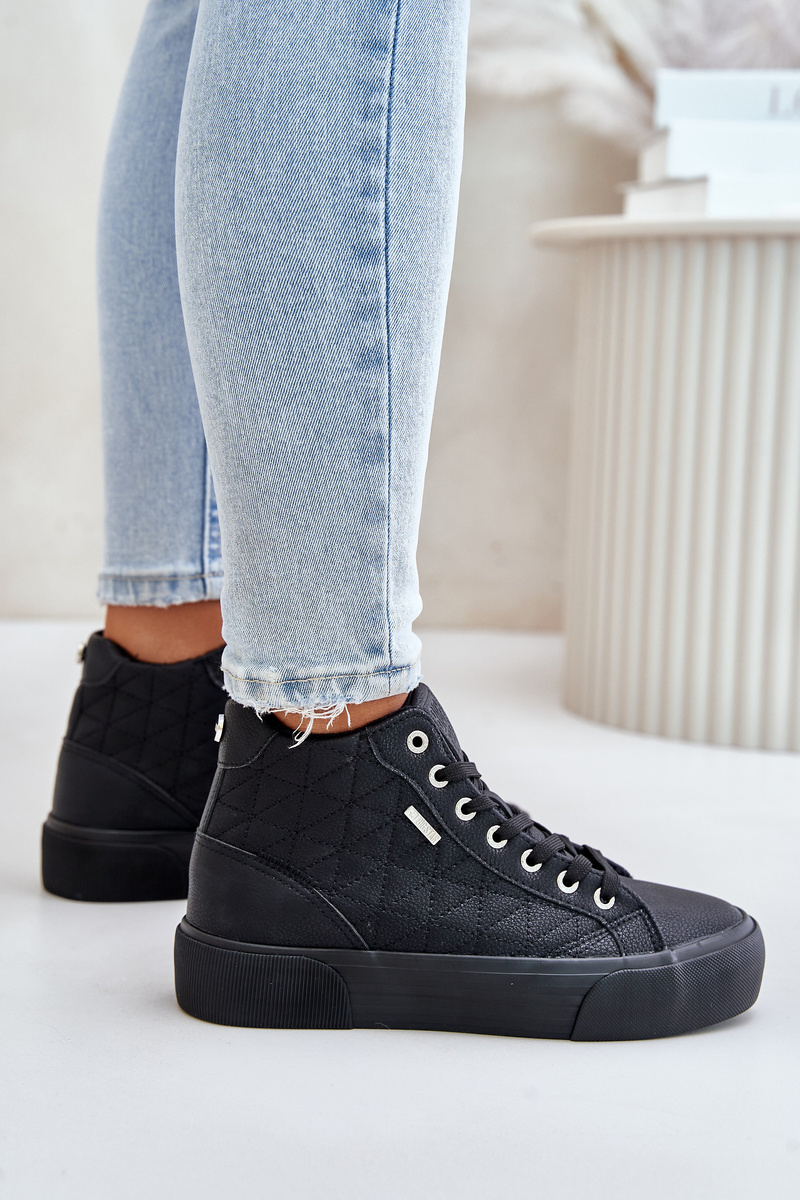 Insulated women's sneakers with Big Star stitching black