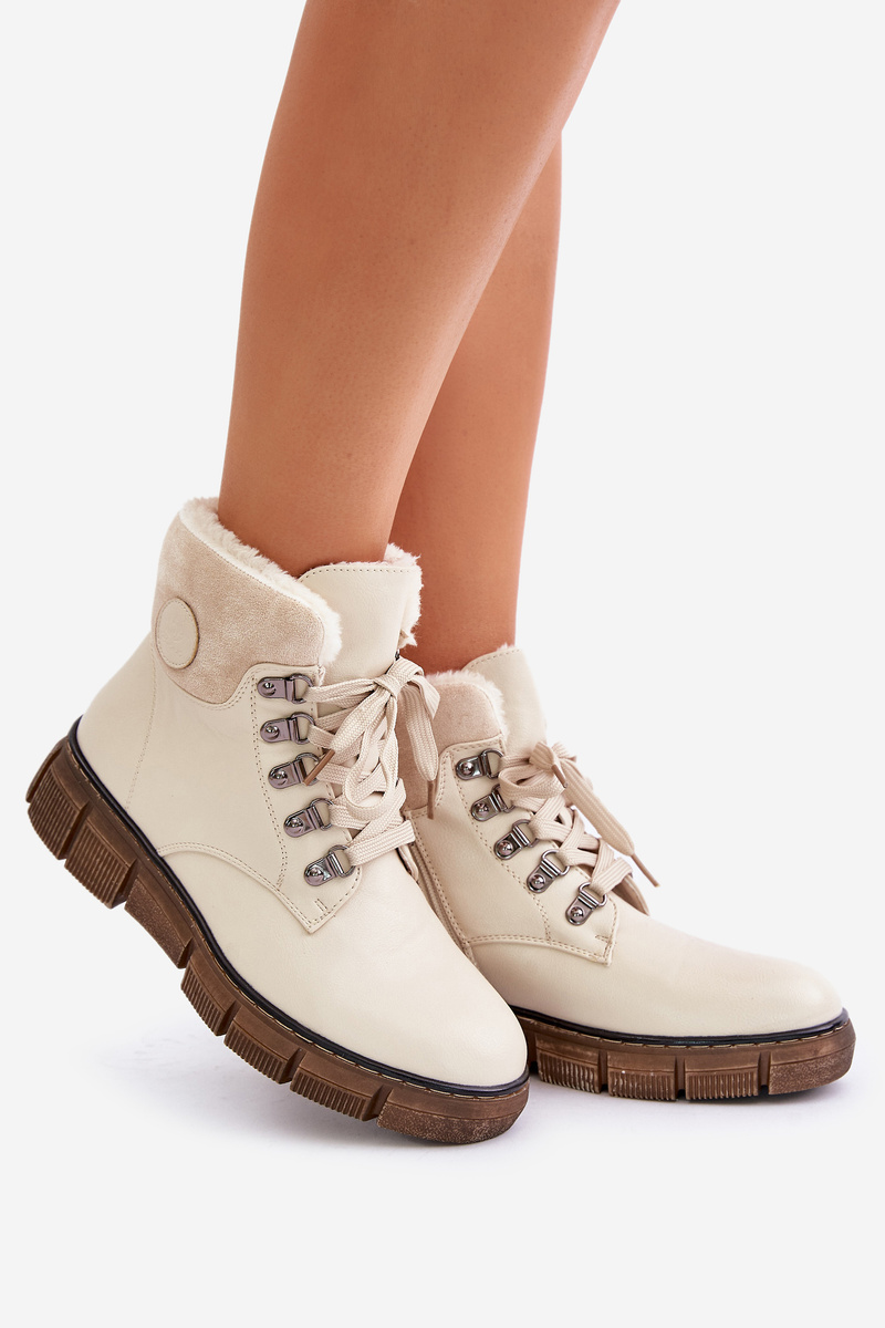 Women's insulated ankle boots with zip beige Mevanisa