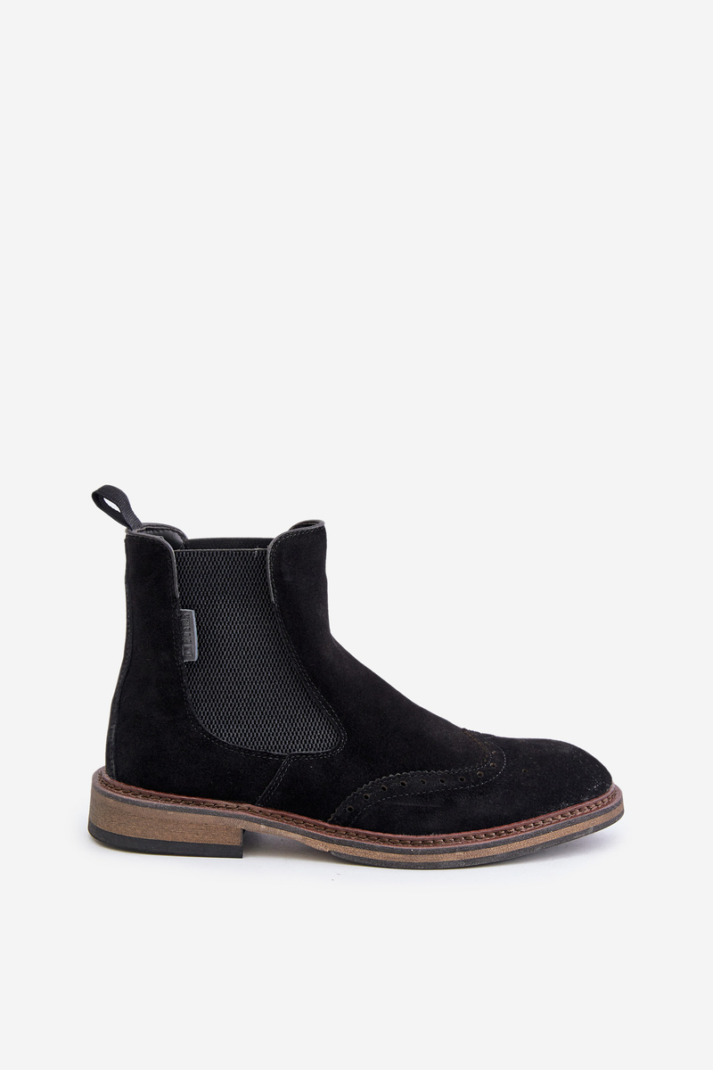 Suede Men&#039;s Ankle Boots Chelsea Big Star Black