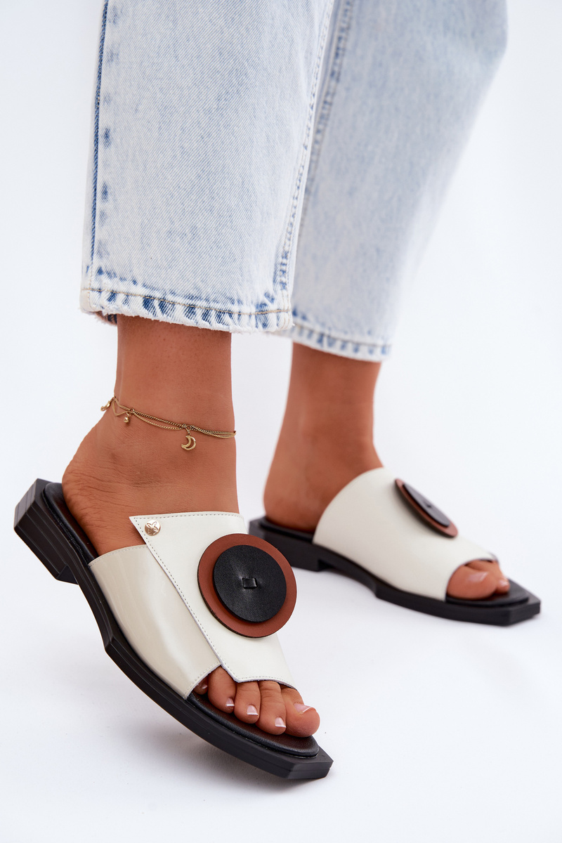 Papuci geometrici din piele pentru femei Maciejka