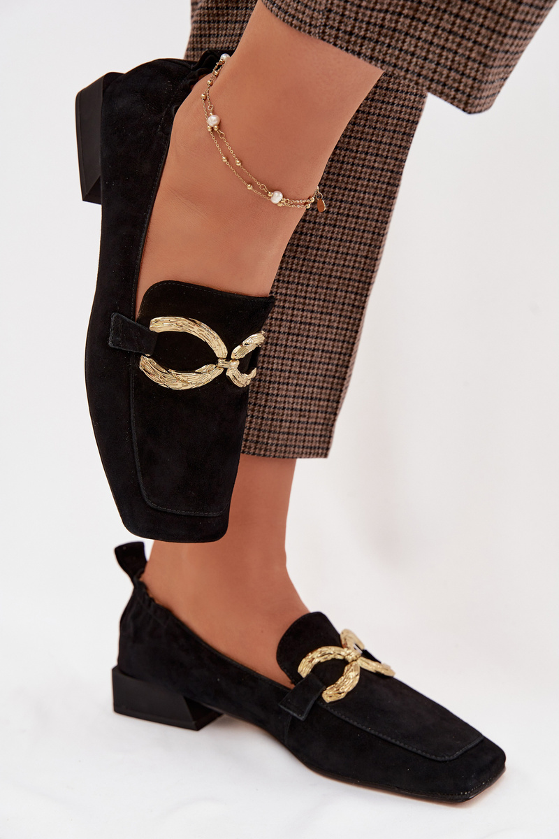 Дамски велурени мокасини S. BARSKI с декоративни детайли