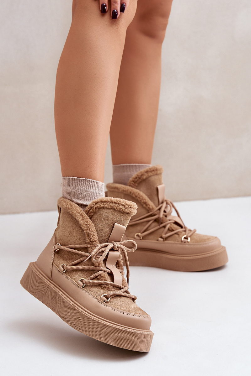 Ankle snow boots on a platform dark beige Tamidra