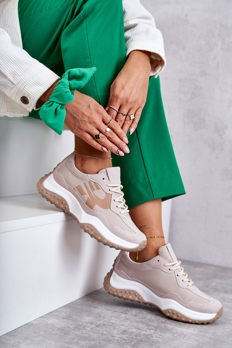 VINCEZA Dámská sportovní obuv vázaná béžová Tolea