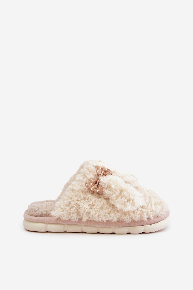 Futrzane Warm women&#039;s slippers beige Falinivia