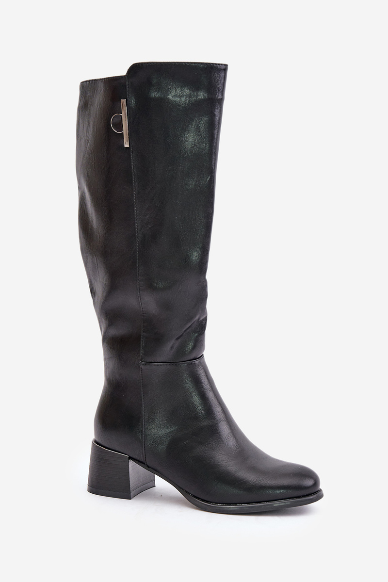 Knee-length eco-leather boots black Izanae
