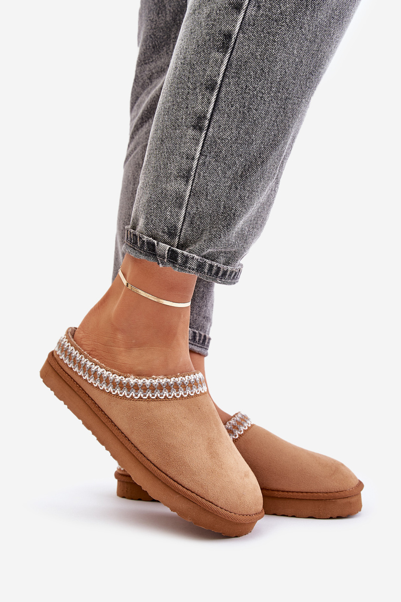 Comfortable home footwear slippers with embroidery women's inblu FX000021 camel