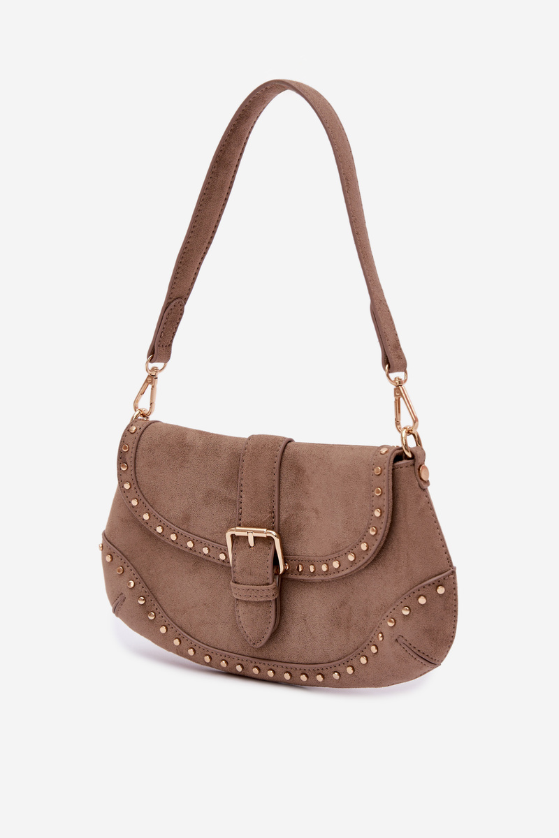 Flora&amp;Co Eco semišová kabelka s nýty, tmavě béžová