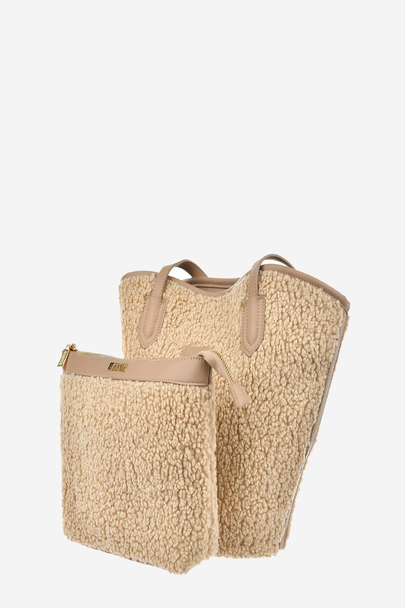 Big Star beige shopper bag with sheepskin