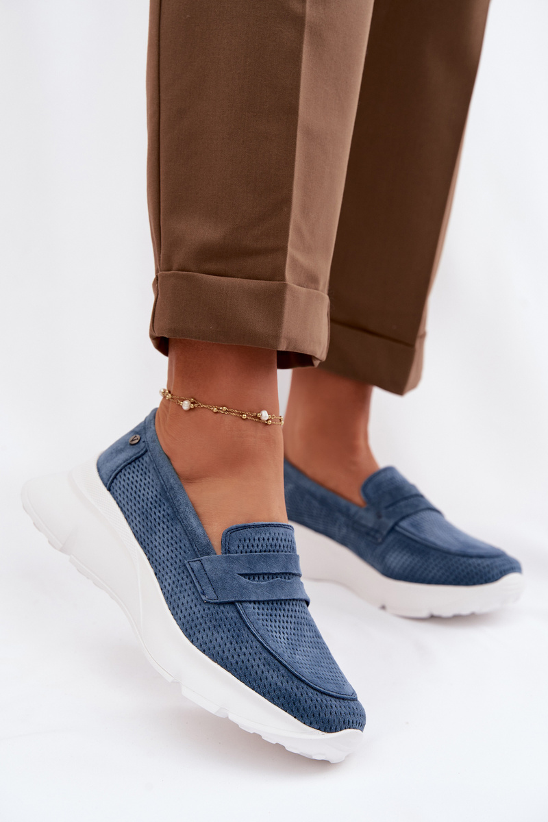 Дамски велурени мокасини на платформа Vinceza