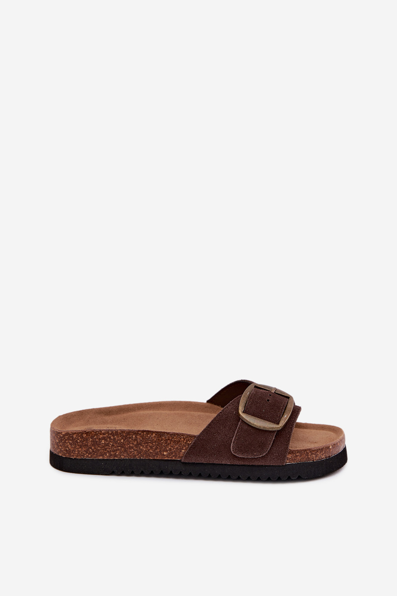 Dámske semišové šľapky s prackou Emiline, čokoládové