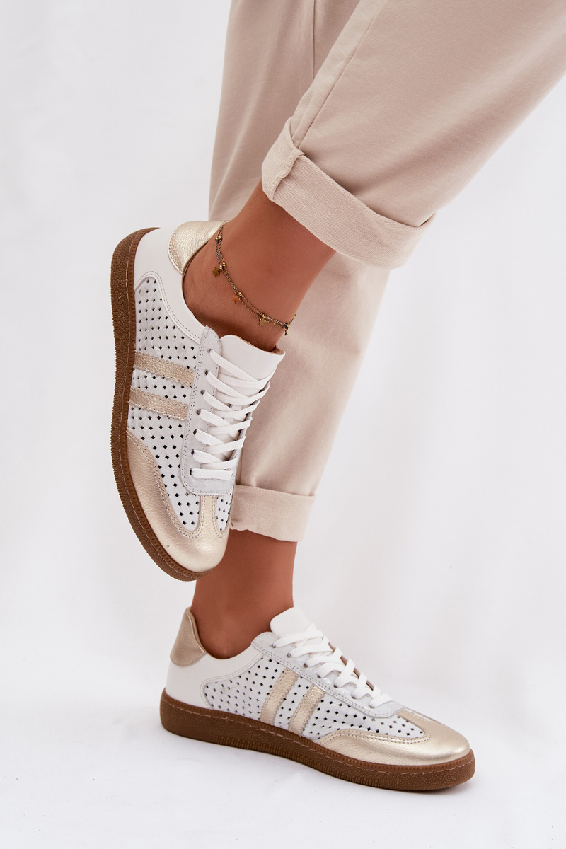 Kožené perforované dámske tenisky Zazoo