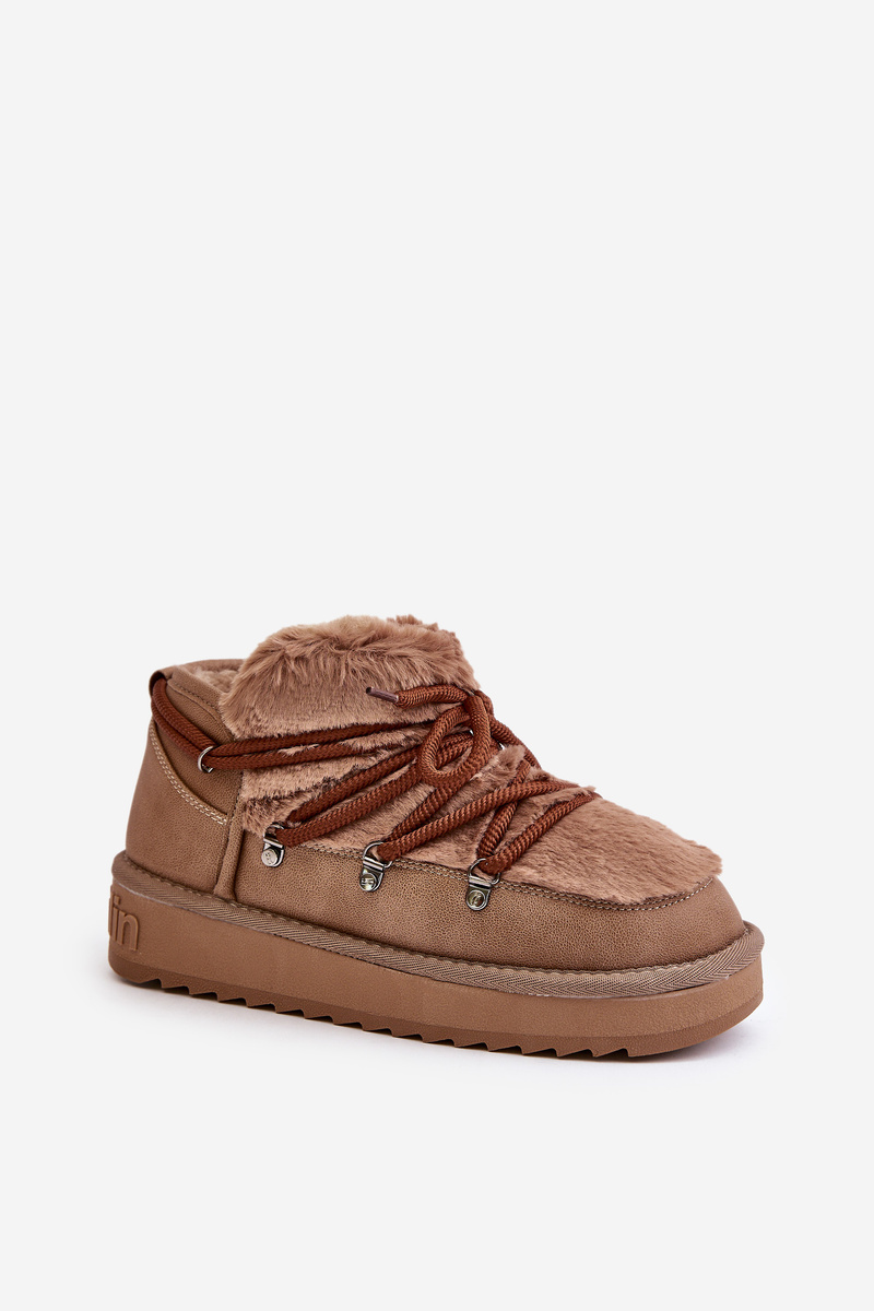 Low platform snow boots with fur D.Franklin brown