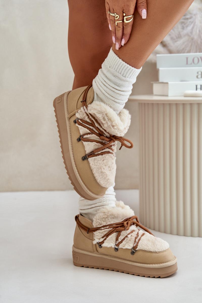 Low platform snow boots with fur D.Franklin beige
