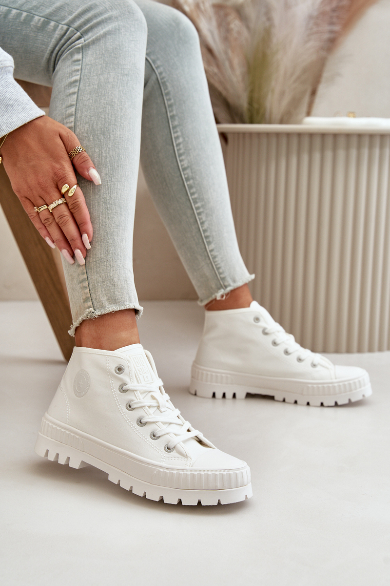 Women's sneakers with ankle choke Big Star white