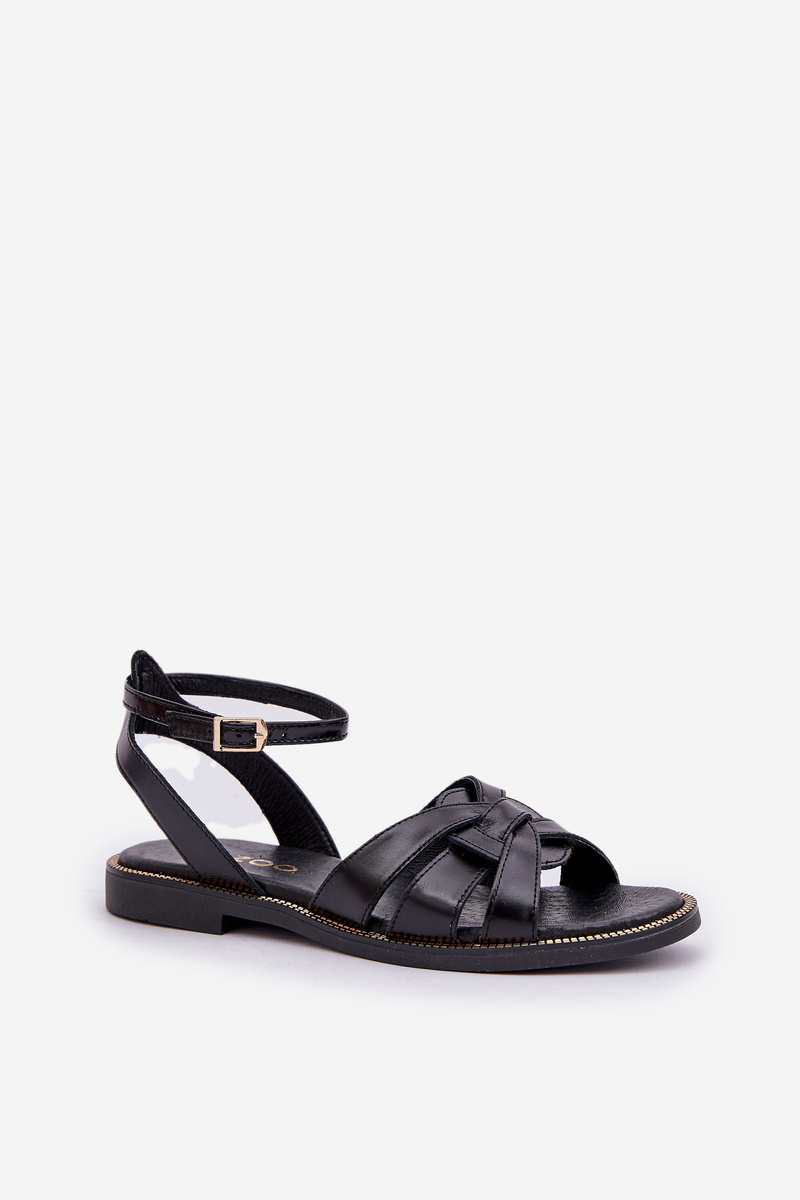 Lewski Shoes Zazoo 40378 Ploché Dámske Kožené Sandále Čierne