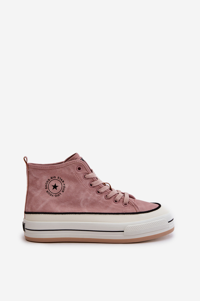 Insulated women's sneakers on the eco leather platform Big Star pink