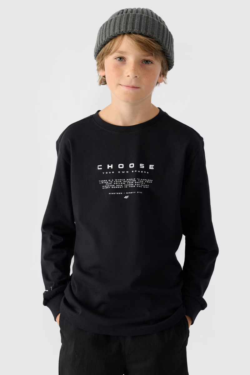 Long Sleeve T-Shirt For Boy With Print Regular 4F 4FJWAW24TLO