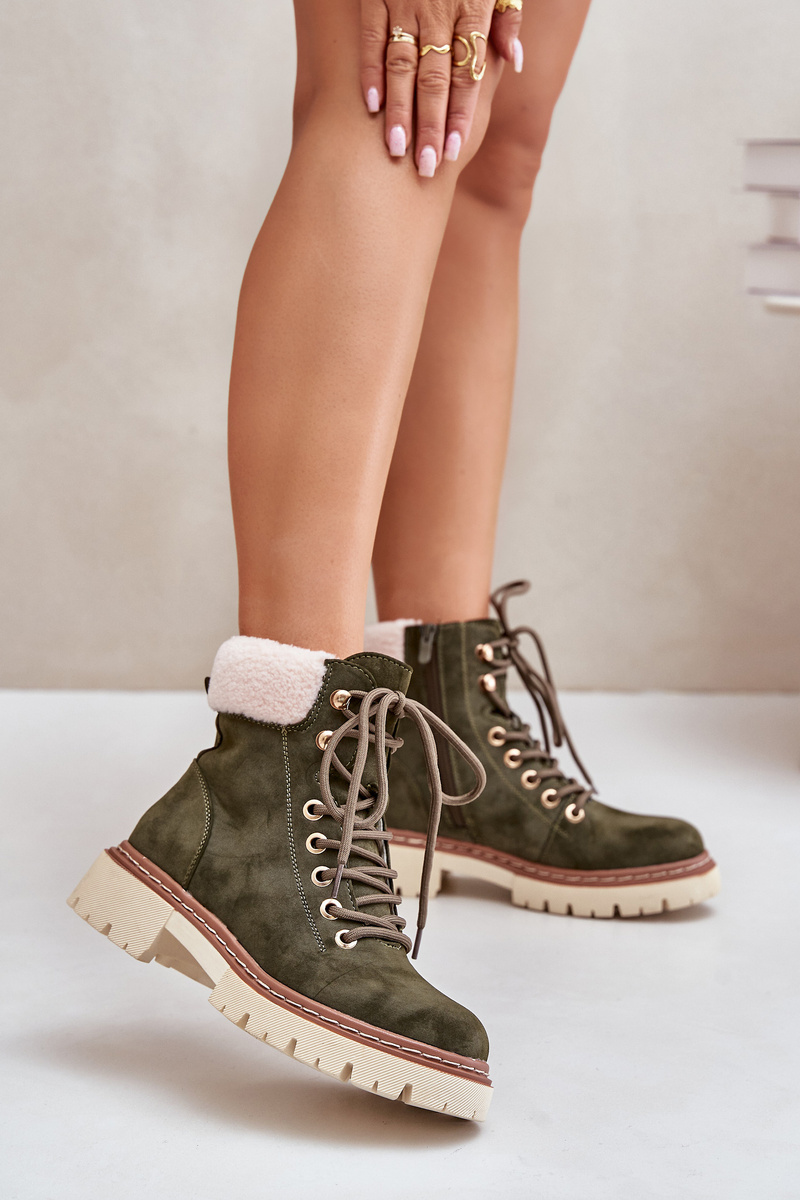 FS1 Insulated Ankle Boots For Women With Zip Green Ferelia