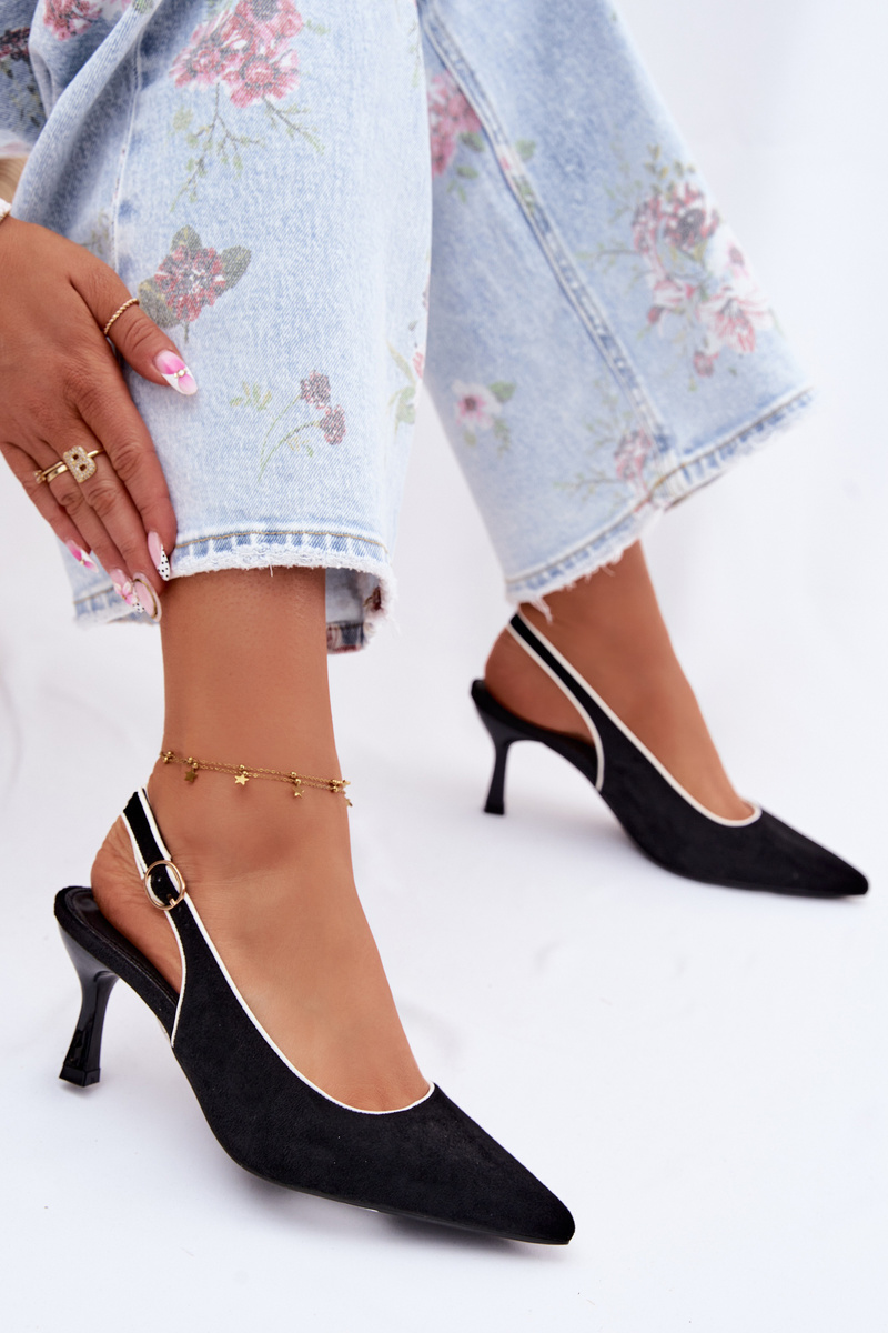 Dámské sandály na podpatku s černým lemem