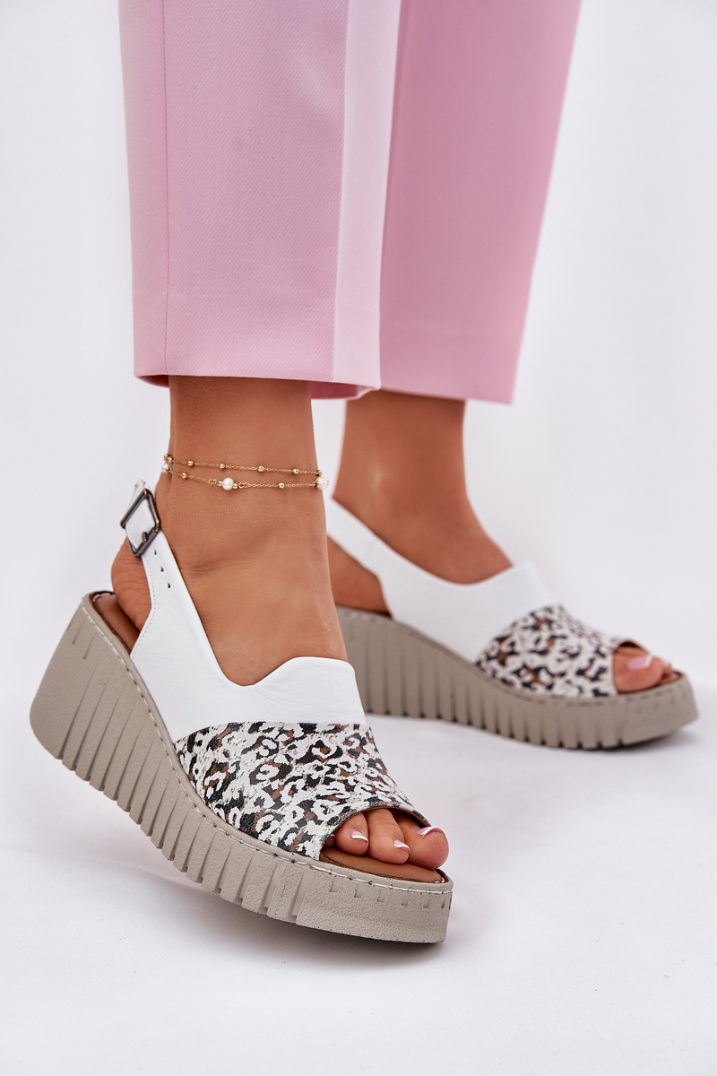 Дамски Сандали От Натурална Кожа На Платформа Бели Artiker