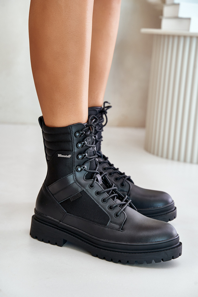 Leather Trapper Ankle Boots Mens Insulated Big Star Black